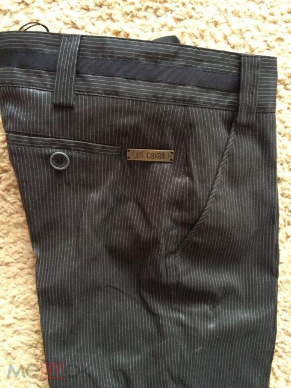 NWT Vintage Just Cavalli Archive Pinstripe Pants Black 38 IT US 2 XS Sheen Italy